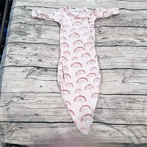 Angel Dear Pink Organic Cotton Newborn Gown; Kimono Top; Rainbow Pattern; 0-3